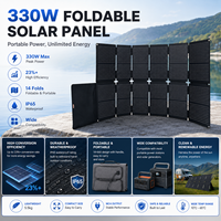 Panneau solaire pliable léger 330W noir, étanche IP65, haute efficacité de conversion, pour camping en extérieur, station d'alimentation portable, camping-car