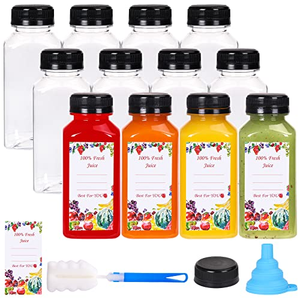 Bouteilles en plastique pour jus de fruits de 2oz, 4oz, 8oz, 12oz, 16oz en gros avec bouchons noirs, étiquettes, entonnoir et brosse pour l'emballage de jus et de boissons - Product Image 1