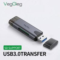Lector de Tarjetas OTG 2 en 1 Veggieg Factory, de Aleación de Aluminio, USB 3.0 5Gbps a Tipo C, Adaptador USB, Lectores de Tarjetas SD/TF