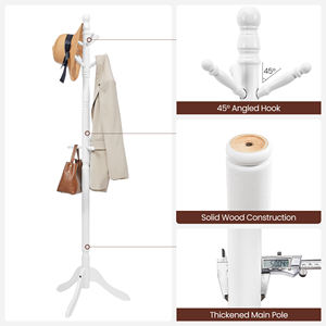 شجرة معطف الرواق من الخشب الصلب VASAGLE مع 10 خطافات رف معطف من الخشب المطاطي لمدخل الرواق - Product Image 4