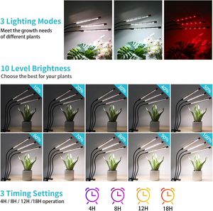ไฟปลูกต้นไม้แบบ LED ฟูลสเปกตรัม หัวเดียว แบบหนีบ ตั้งเวลาได้ สำหรับปลูกพืชอวบน้ำ สมุนไพร และต้นกล้า ตัวโคมไฟทำจาก PVC - Product Image 3
