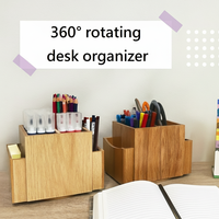 Organisateur de crayons et de produits de maquillage en bois pour bureau, boîte de rangement de bureau 12x12x17 cm TW