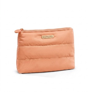 Bolsa de Maquillaje Acolchada de Nailon Color Durazno, Bolsa Cosmética Plana y Delgada con Cierre Superior, Ligera, con Logotipo Personalizado OEM, para Viaje, Venta al Por Mayor - Product Image 2