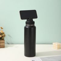Botol air dinding ganda baja tahan karat portabel ramah lingkungan OEM murah baru dapat digunakan kembali dengan tutup dudukan ponsel magnetis