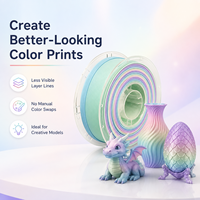 Filament PLA mat arc-en-ciel personnalisé, diamètre 1,75 mm, 1 kg par bobine, couleur dégradée pastel, impression 3D OEM, vente en gros sous vide