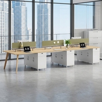 Poste de travail de bureau moderne en bois avec cloison, table et ensemble de mobilier pour employé avec rangement