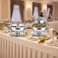 Ensemble de plats de service en acier inoxydable pour buffet, avec chauffe-plats et réchauds, 4 pièces, usage commercial pour les fêtes - Vente chaude