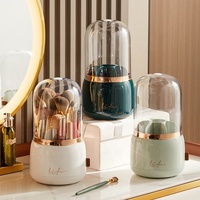 Organisateur de pinceaux de maquillage de luxe rotatif à 360 degrés avec couvercle anti-poussière pour coiffeuse et table de maquillage