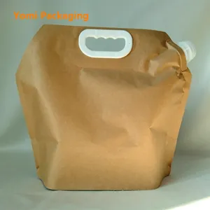 Custom printed ECO friendly biodegradable foil stand waterproof liquid kraft paper bags spout pouch