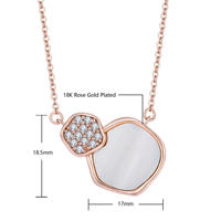 Ensemble de boucles d'oreilles et collier en argent sterling 925 plaqué or rose, motif nid d'abeille hexagonal, pavé de CZ, nacre, bijoux en gros
