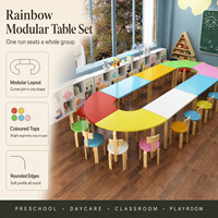 Ensemble table et chaises courbes en bois arc-en-ciel pour enfants, mobilier de classe pour écoles maternelles, jardins d'enfants, garderies et crèches