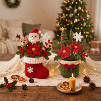 Dekorasi Meja Natal Rajutan Tangan dari Benang, Ornamen Liburan, Dekorasi Ruang Tamu Rumah, Hadiah Grosir