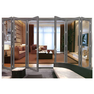 Puerta plegable de Metal plegable de estilo moderno de alta calidad, puertas de ventanas corredizas de aluminio impermeables, Red de pantalla de fibra de vidrio terminada - Product Image 1