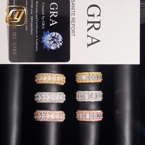 S925 <b>Silver</b> VVS Moissanite <b>Eternity</b> <b>Ring</b> Full Paved Iced Out Stackable Wedding Band With GRA Certificate Jewelry - Product Image 4