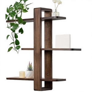 Modern Wooden <b>Floating</b> Wall <b>Shelf</b> 3 Tier Intersecting Display Rack Luxury Nordic Decorative Storage Organiser <b>Bracket</b> - Product Image 2