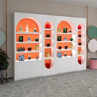 Vitrine de présentation pour salon de beauté, salon de coiffure, cosmétiques, chaussures, sacs, éclairage LED, finition vernie rectangulaire, personnalisable
