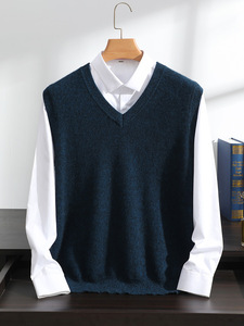 100% Cashmere Người Đàn Ông Vest Giản Dị Nội Mông Cổ Tùy Chỉnh Tiêu Chuẩn Mùa Đông V Cổ Dệt Kim Cashmere Áo Len - Product Image 2