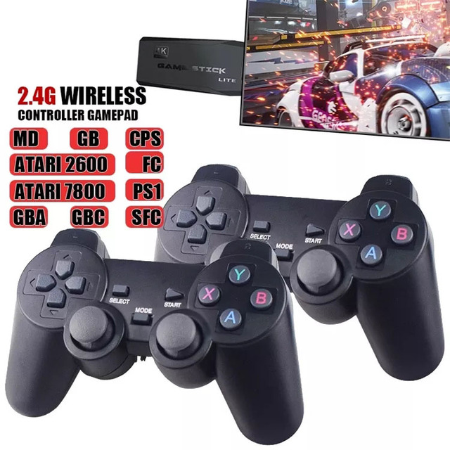 2.4G Video Game Console 64G Built-in 10000 Games Retro Handheld Console Wireless Controller Game Stick for PS1/GBA Kid Gift