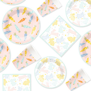 DAMAI Easter Party Theme Decor Bulk Wholesale Set Carrot Easter Rabbit Paper Plates Tablecloth Party Disposable Tableware - Product Image 4