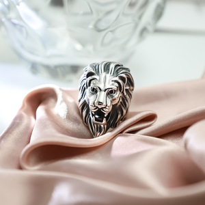 Lion Head <b>Ring</b> <b>Titanium</b> Steel Men's Retro Animal Zodiac Index Finger Jewelry Gift - Product Image 4