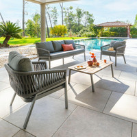 Ensemble de canapés de patio modernes, résistant à l'eau, pour terrasse, salon de jardin en osier, mobilier de conversation extérieur, meubles de jardin en rotin
