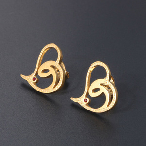 Pendientes de Botón en Forma de Corazón Chapados en Oro CF079, Joyería de Moda, Accesorio de Regalo - Product Image 2
