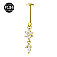 Anting-anting titanium G23 ASTM F136 Gaby, ulir dalam, helix tersembunyi, untuk tulang rawan, perhiasan tubuh.