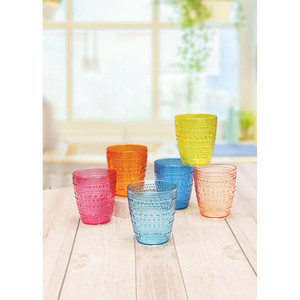 Brio <b>Glasses</b> Set of 6 Assorted Colors 35Cl San <b>Plastic</b> Drinkware-Direct Drinking Party Use BPA Free Dishwasher Safe - Product Image 1