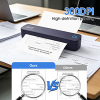 Imprimante thermique portable A4 HZTZ pour reçus sans encre |   USB/ Compatible avec Android/iOS/Ordinateur portable |   Stock noir
