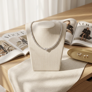 Collier cœur en diamant de culture, chaîne tennis, pierre centrale étincelante, bijoux élégants et raffinés, cadeau pour elle - Product Image 1