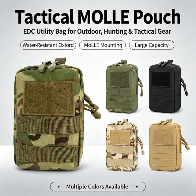 Durable Outdoor EDC Tactical Multitool Nylon Molle Pouch with Zipper Waist Pack Hunting Accessory and Durable Belt Pouch