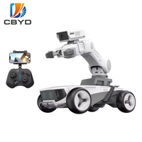 CBYD Châssis de tank 4x4 éducatif pour enfants, intelligent, Android 14, avec bras mécanique programmable DIY, évitement d'obstacles et télécommande via application