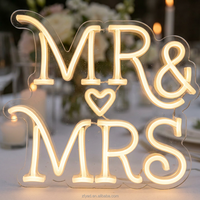Enseigne lumineuse LED néon « Mr & Mrs » à lumière blanc chaud avec transformateur pour mariages, anniversaires, fêtes, hôtels, bars, décoration murale