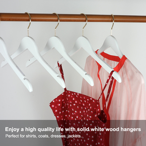Lindon Móc Màu Vàng Chống Gỉ Dày Chống Trượt Sọc Vai Bằng Gỗ Cho Nữ Móc Treo Quần Áo Màu Trắng - Product Image 6