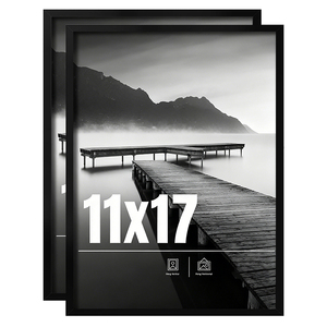 HOMCO 11x17in Eco-Friendly <strong>Wooden</strong> <strong>Picture</strong> <strong>Frame</strong> Set of 2 Black Poster <strong>Frames</strong> for Displaying 11x17 Photos Horizontal &amp; Vertical - Product Image 1