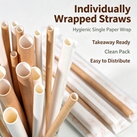 Pailles en papier compostables pour boba, à coupe biseautée, en papier épais, vente en gros