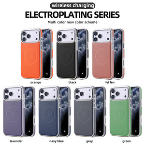 Étui de téléphone magnétique en cuir PU de luxe pour <span class=keywords><strong>iPhone</strong></span> <span class=keywords><strong>12</strong></span> 13 14 15 16 Pro Max 17 avec cadre électroplaqué et recharge sans fil - Product Image 4
