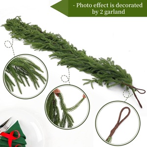 Guirlandes de Noël artificielles en aiguilles de pin, 200 cm, bande supérieure en plastique, décoration pour cheminée et mur - Product Image 4