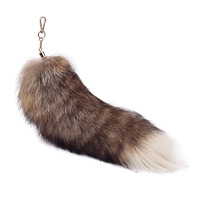 Pendentif en fourrure de renard bleu argenté surdimensionné accessoires en fourrure véritable pour sac et porte-clés de voiture pour femmes accessoires de déguisement