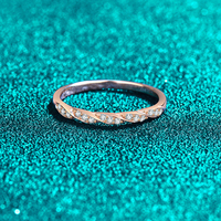 S925 argent Sterling Moissanite bague Champagne ondulation bande empilable anneau minimaliste étoile ensemble bijoux de mariage