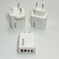 Chargeur de voyage portable 120W USB-C 4 ports à charge rapide pour téléphones et ordinateurs portables, compatible US/EU/UK - USB-C GaN PD3.1 QC3.0 Électrique