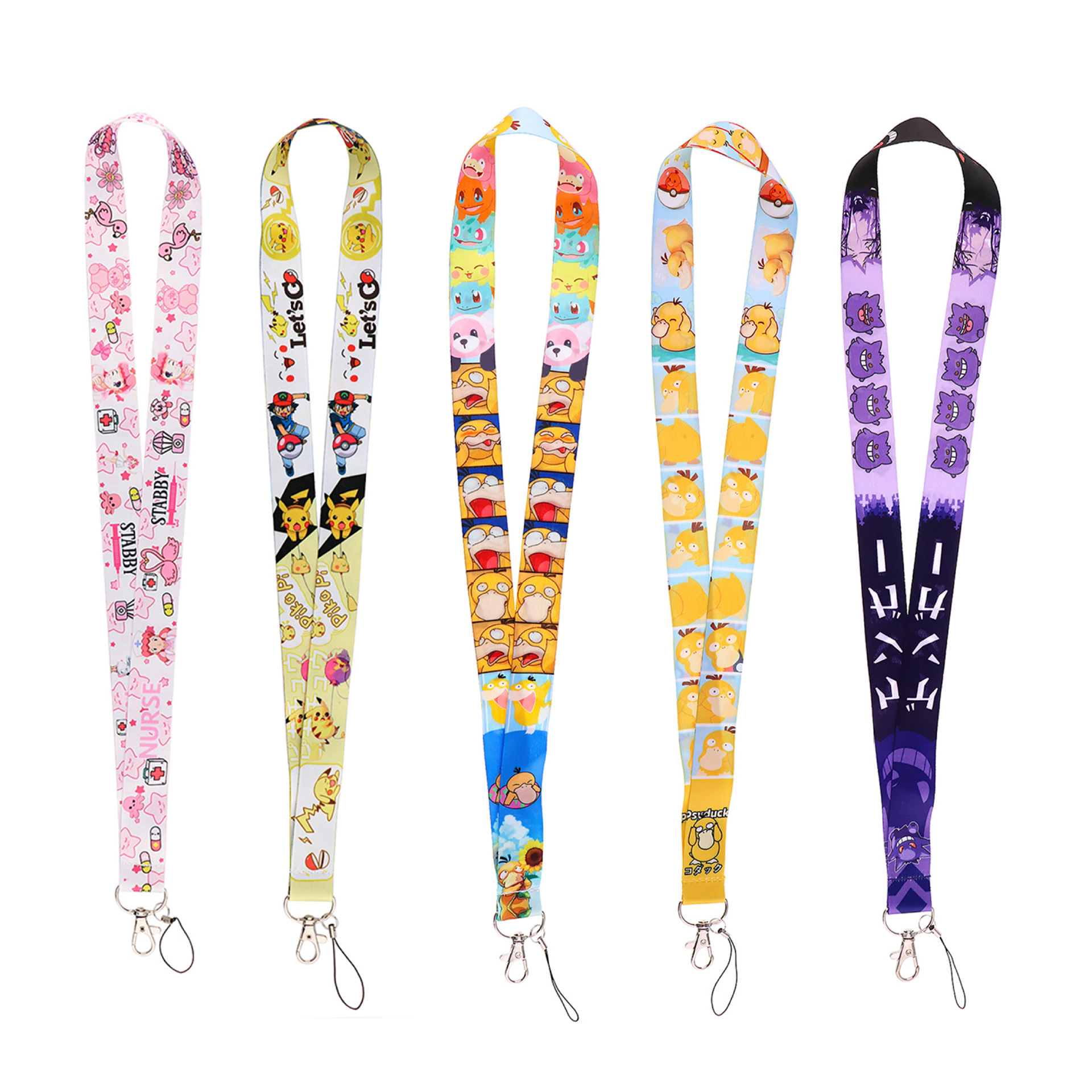 Promotional Gifts Lanyard Cartoon Poke Pika Psyduck Charmander Bulbasaur Squirtle Gengar Lanyards Anti-Lost Lanyards Accessories Image 2