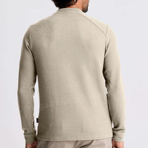 Jersey <span class=keywords><strong>Henley</strong></span> de manga larga de algodón 100% personalizado para hombre, Camiseta con <span class=keywords><strong>cuello</strong></span> redondo de 3 botones, logotipo personalizado, transpirable y anticontracción para invierno - Product Image 2