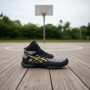 Chaussures de basketball Matflex 6 GS pour garçons, taille 10, noir, gris, or, tige synthétique, doublure en mesh, semelle extérieure en caoutchouc, semelle intermédiaire en EVA - Product Image 2