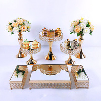 Fournitures pour fêtes de mariage, outils pour gâteaux, plateau de présentation en métal, plateau rond miroir doré, ensemble de supports à gâteaux pour desserts