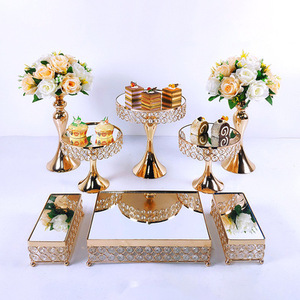 Utensilios para Fiestas de Boda, Herramientas para Pasteles, Bandeja de Exhibición de Metal, Espejo Redondo Dorado, Juego de Soportes para Pasteles y Postres - Product Image 5