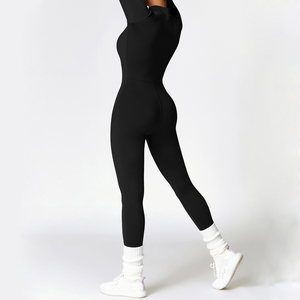Combinaison de sport en <span class=keywords><strong>velours</strong></span> chaud à fermeture éclair SHINBENE, doublée de polaire, pour femmes, combinaison de yoga compressive - Product Image 4