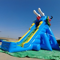 Toboggan aquatique gonflable géant en PVC avec tête de dragon chinois, 10 x 40 m, pour parc aquatique extérieur commercial