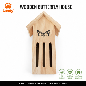 Casa <span class=keywords><strong>de</strong></span> <span class=keywords><strong>Mariposas</strong></span> <span class=keywords><strong>de</strong></span> Madera Natural para Jardín Exterior, Hábitat para Polinizadores, Hotel para Insectos con Ranuras Verticales, Ecológico para <span class=keywords><strong>Mariposas</strong></span> Silvestres - Product Image 1