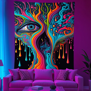 Tapisserie murale réactive aux <span class=keywords><strong>UV</strong></span> « Œil de Dieu » <span class=keywords><strong>psychédélique</strong></span> pour la sorcellerie, décoration murale hippie, art bohème, mandala esthétique pour chambre - Product Image 3